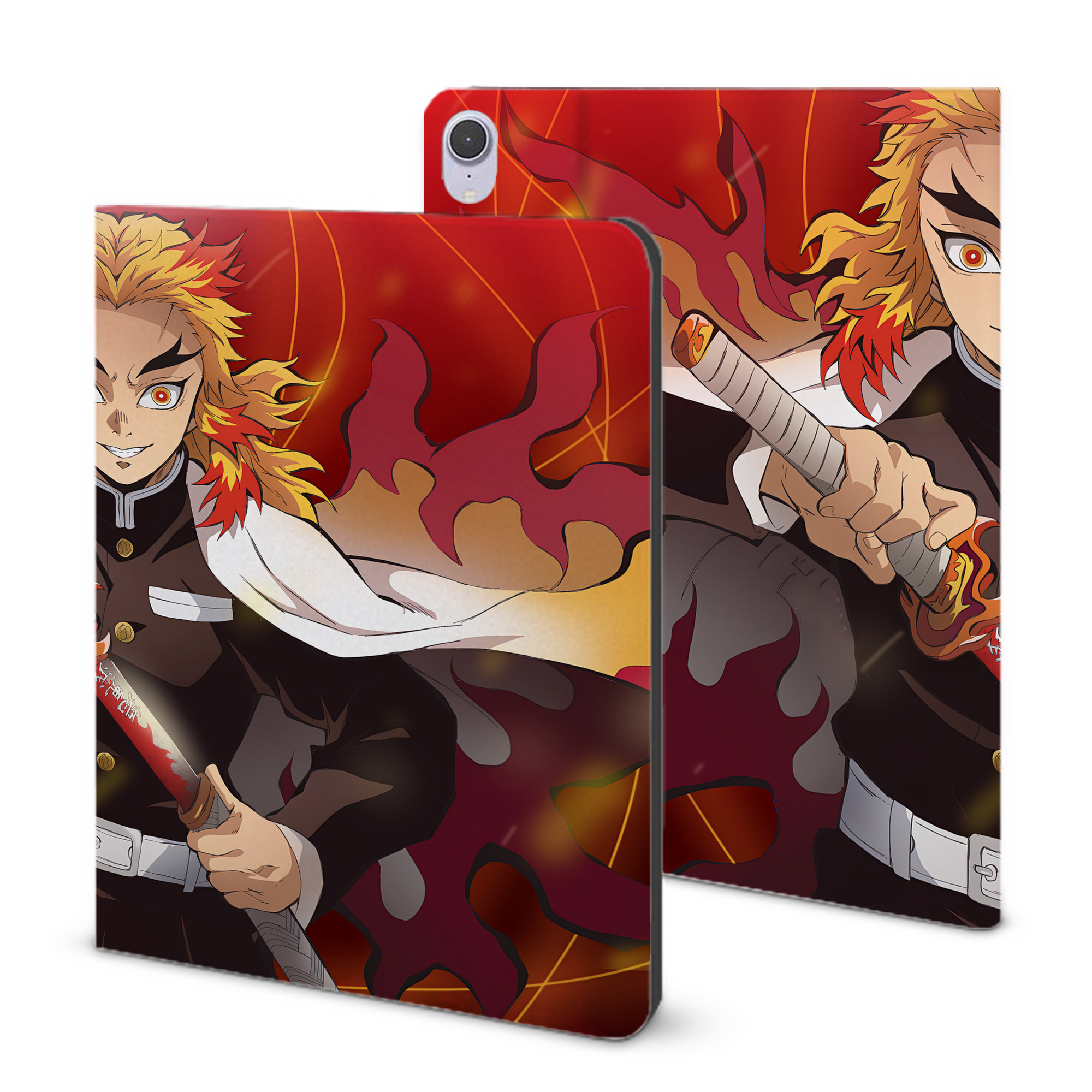 （画像用） 炎柱-煉󠄁獄 杏寿郎／れんごく きょうじゅろう Rengoku Kyoujurou IPad ケース ブック型 PUレザー TPU 耐衝撃 軽量 薄型 ペン収納なし 全面保護 IPad 各モデル対応